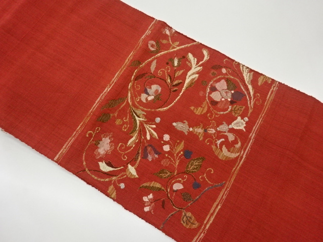 JAPANESE KIMONO / VINTAGE NAGOYA OBI / WOVEN FLOWER ARABESQUE